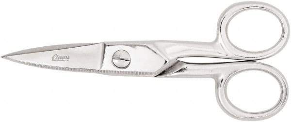 Clauss - 2" LOC, 5-1/4" OAL Chrome Plated Straight Scissors - Steel Straight Handle, For Paper, Fabric - All Tool & Supply