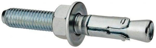 Powers Fasteners - 1/2" Diam, 1/2" Drill, 3-3/4" OAL, Wedge Expansion Concrete Anchor - 1018 Steel, Zinc-Plated Finish, Hex Nut Head, Hex Drive, 2" Thread Length - All Tool & Supply