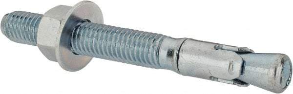 Powers Fasteners - 1/2" Diam, 1/2" Drill, 4-1/2" OAL, 1" Min Embedment Wedge Expansion Concrete Anchor - 1018 Steel, Zinc-Plated Finish, Hex Nut Head, Hex Drive, 2-3/4" Thread Length - All Tool & Supply