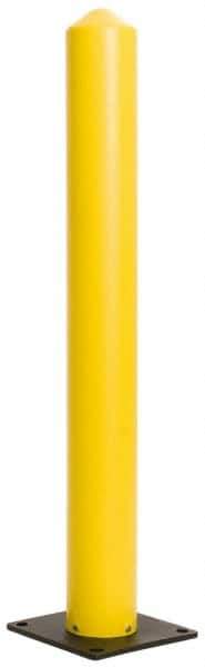 Eagle - 5" Diam x 42" High, Yellow High Density Polyethylene Bollard - 10" Wide x 10" Long Mounting Plate, 5 Lb - All Tool & Supply