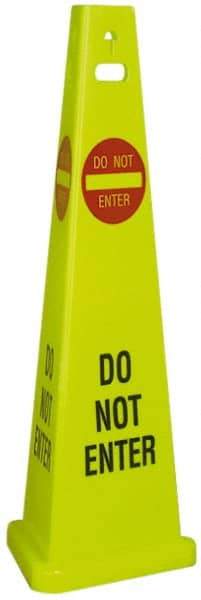 NMC - Do Not Enter, 40" High, Plastic Floor Sign - Cone, Red & Black on Yellow, For Security & Admittance - All Tool & Supply