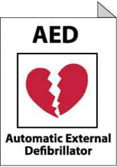 NMC - "AED - Automatic External Defibrillator", 10" Long x 8" Wide, Rigid Plastic Safety Sign - Rectangle, 0.05" Thick, Use for First Aid - All Tool & Supply