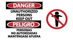 NMC - "Danger - Unauthorized Persons - Keep Out", 10" Long x 18" Wide, Pressure-Sensitive Vinyl Safety Sign - Rectangle, 0.004" Thick, Use for Accident Prevention - All Tool & Supply