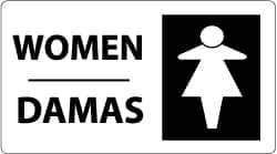 NMC - "Women", 10" Long x 18" Wide, Pressure-Sensitive Vinyl Safety Sign - Rectangle, 0.004" Thick, Use for Restroom, Janitorial & Housekeeping - All Tool & Supply