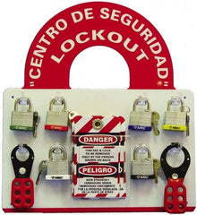 NMC - Equipped Plexiglass Tag and Padlock / Hasp Station - 14 Inch Wide x 15-1/2 Inch High, Red and White - All Tool & Supply