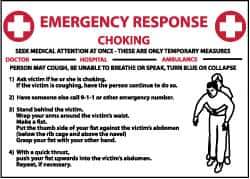 NMC - "Emergency Response - Choking", 10" Long x 14" Wide, Rigid Plastic Safety Sign - Rectangle, 0.05" Thick, Use for First Aid - All Tool & Supply