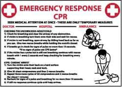 NMC - "Emergency Response - CPR", 10" Long x 14" Wide, Rigid Plastic Safety Sign - Rectangle, 0.05" Thick, Use for First Aid - All Tool & Supply