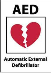 NMC - "AED - Automatic External Defibrillator", 10" Long x 14" Wide, Rigid Plastic Safety Sign - Rectangle, 0.05" Thick, Use for First Aid - All Tool & Supply