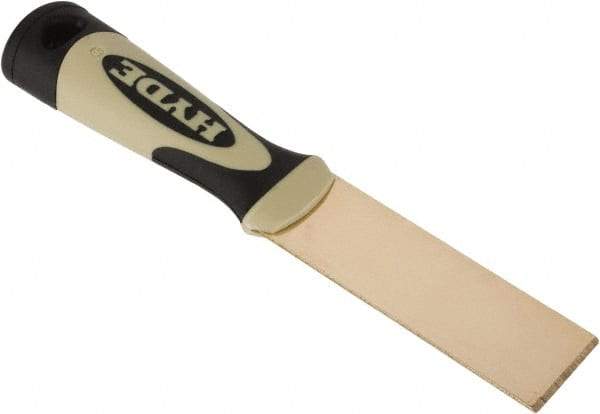 Hyde Tools - 1-1/4" Wide Brass Putty Knife - Stiff, Cushioned Grip Polypropylene Handle, 8" OAL - All Tool & Supply