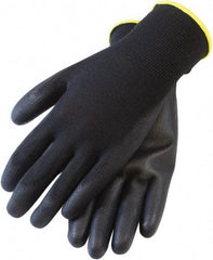 PRO-SAFE - Size M (8) Polyurethane General Protection Work Gloves - For General Purpose, Palm & Fingers Coated, Knit Wrist Cuff, Black, Paired - All Tool & Supply