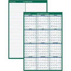 AT-A-GLANCE - 1 Sheet, 24 x 36", Erasable Wall Calendar - Green & White - All Tool & Supply