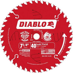 Freud - 7-1/4" Diam, 5/8" Arbor Hole Diam, 40 Tooth Wet & Dry Cut Saw Blade - Carbide-Tipped, Standard Round Arbor - All Tool & Supply