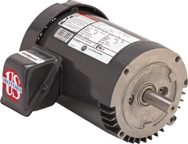 US Motors - 7-1/2 hp, TEFC Enclosure, No Thermal Protection, 3,525 RPM, 208-230/460 Volt, 60 Hz, Three Phase Premium Efficient Motor - Size 213 Frame, C-Face Mount, 1 Speed, Double Shielded Ball Bearings, 19.9-17.9/9.0 Full Load Amps, F Class Insulation - All Tool & Supply