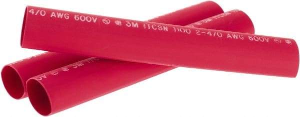 3M - 9" Long, 4:1, Polyolefin Heat Shrink Electrical Tubing - Red - All Tool & Supply