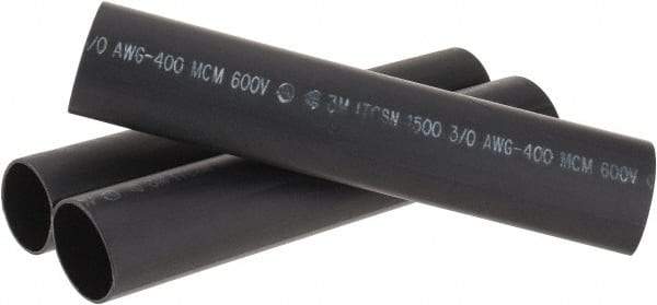 3M - 9" Long, 4:1, Polyolefin Heat Shrink Electrical Tubing - Black - All Tool & Supply