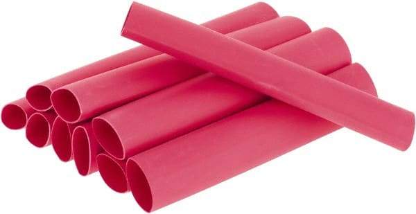 3M - 6" Long, 3:1, Polyolefin Heat Shrink Electrical Tubing - Red - All Tool & Supply