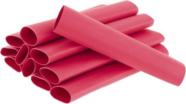 3M - 6" Long, 3:1, Polyolefin Heat Shrink Electrical Tubing - Red - All Tool & Supply