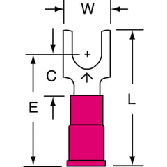 3M - #10 Stud, 22 to 18 AWG Compatible, Partially Insulated, Crimp Connection, Standard Fork Terminal - All Tool & Supply