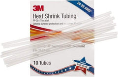 3M - 6" Long, 2:1, Polyolefin Heat Shrink Electrical Tubing - Clear - All Tool & Supply