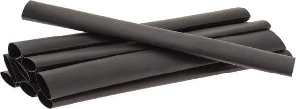 3M - 6" Long, 2:1, Polyolefin Heat Shrink Electrical Tubing - Black - All Tool & Supply