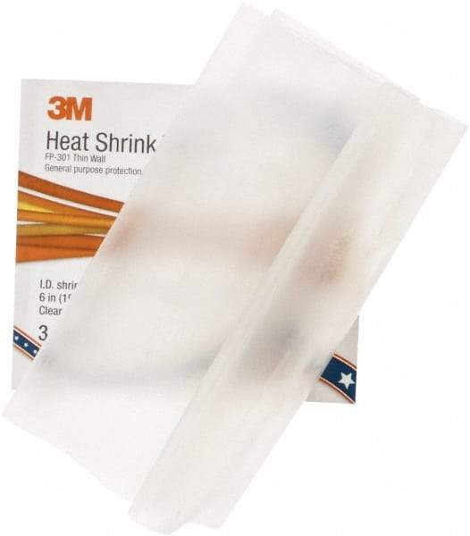 3M - 6" Long, 2:1, Polyolefin Heat Shrink Electrical Tubing - Clear - All Tool & Supply