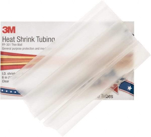 3M - 6" Long, 2:1, Polyolefin Heat Shrink Electrical Tubing - Clear - All Tool & Supply