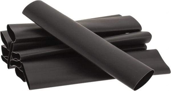 3M - 6" Long, 2:1, Polyolefin Heat Shrink Electrical Tubing - Black - All Tool & Supply