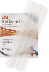 3M - 6" Long, 2:1, Polyolefin Heat Shrink Electrical Tubing - Clear - All Tool & Supply