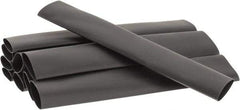 3M - 6" Long, 2:1, Polyolefin Heat Shrink Electrical Tubing - Black - All Tool & Supply