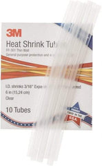 3M - 6" Long, 2:1, Polyolefin Heat Shrink Electrical Tubing - Clear - All Tool & Supply