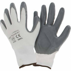 Cordova - Size L, ANSI Cut Lvl 1, Puncture Lvl 1, Abrasion Lvl 4, Cut & Puncture Resistant Gloves - Palm Coated, White/Gray - All Tool & Supply