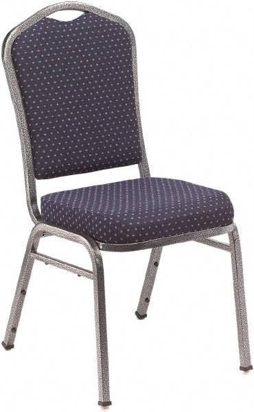 NPS - Fabric Navy Blue Stacking Chair - Silver Frame, 17" Wide x 23" Deep x 36" High - All Tool & Supply