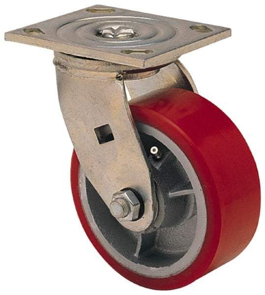 Albion - 6" Diam x 2" Wide x 7-1/4" OAH Top Plate Mount Swivel Caster - Phenolic, 900 Lb Capacity, Roller Bearing, 3-7/8 x 4-1/2" Plate - All Tool & Supply