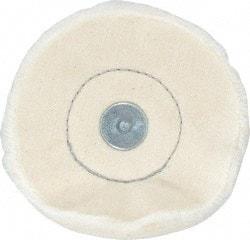 Made in USA - 4" Diam x 1/2" Thick, Loose Sewn Mounted Buffing Wheel - 40 Ply, 1/4" Shank Diam - All Tool & Supply