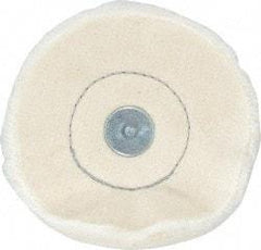 Made in USA - 4" Diam x 1/2" Thick, Loose Sewn Mounted Buffing Wheel - 40 Ply, 1/4" Shank Diam - All Tool & Supply