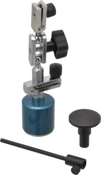 Fowler - 1-1/4" High Magnetic Indicator Base with Holders - 1-1/4" Base Diam, 25 Lb Magnetic Pull, Extension Arm - All Tool & Supply