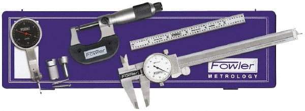 Fowler - 7 Piece, Machinist Caliper and Micrometer Tool Kit - Includes Indicator - All Tool & Supply