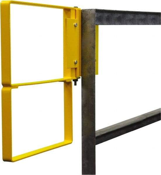 PRO-SAFE - Powder Coated Carbon Steel Self Closing Rail Safety Gate - Fits 28 to 30-1/2" Clear Opening, 1-1/2" Wide x 22" Door Height, Yellow - All Tool & Supply