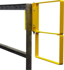 PRO-SAFE - Powder Coated Carbon Steel Self Closing Rail Safety Gate - Fits 31 to 33-1/2" Clear Opening, 1-1/2" Wide x 22" Door Height, Yellow - All Tool & Supply