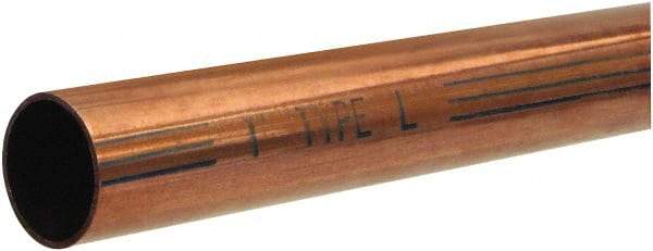 Mueller Industries - 2' Long, 7/8" OD x 3/4" ID, Grade C12200 Copper Water (L) Tube - 0.045" Wall Thickness, 0.455 Ft/Lb - All Tool & Supply