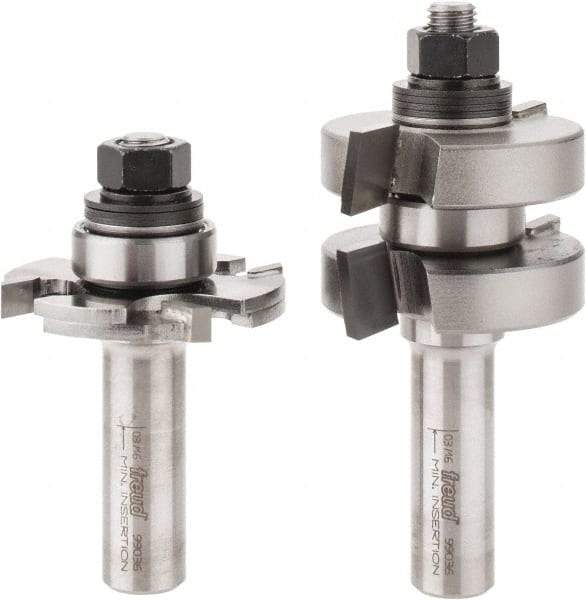 Freud - 1/4" Cut Diam, 1.3438" Length of Cut, 0 Flute Tongue & Groove Edge Profile Router Bit - Carbide-Tipped, 1/2" Shank Diam, 3-1/4" OAL, Proprietary Coating - All Tool & Supply