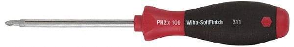 Wiha - #2, Round Shaft Phillips Screwdriver - 8" Blade Length, Ergonomic Handle - All Tool & Supply