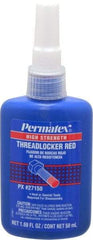 Permatex - 50 mL Bottle, Red, High Strength Liquid Threadlocker - Series 271, 24 hr Full Cure Time, Hand Tool, Heat Removal - All Tool & Supply