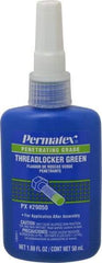 Permatex - 50 mL Bottle, Green, Liquid Medium Strength Threadlocker - Series 290, 24 hr Full Cure Time, Hand Tool, Heat Removal - All Tool & Supply