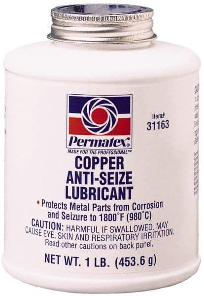 Permatex - 16 oz Bottle High Temperature Anti-Seize Lubricant - Copper, -30 to 1,800°F, Copper Colored, Water Resistant - All Tool & Supply