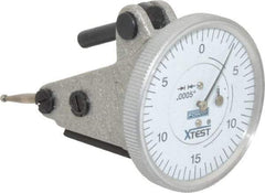 Fowler - 0.06 Inch Range, 0.0005 Inch Dial Graduation, Vertical Dial Test Indicator - 1-1/2 Inch White Dial, 0-15-0 Dial Reading - All Tool & Supply