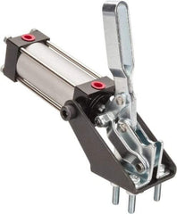 Gibraltar - 350 Lb Inner Hold Capacity, Vert Mount, Air Power Hold-Down Toggle Clamp - 1/8 NPT Port, 92° Bar Opening, 1.38" Height Under Bar - All Tool & Supply