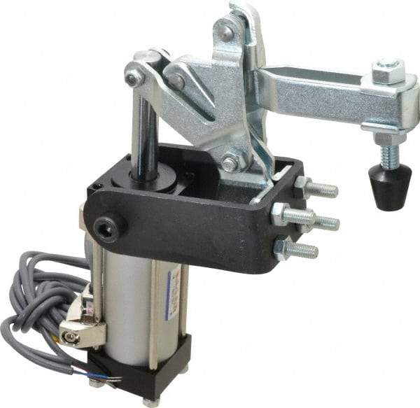 Gibraltar - 375 Lb Inner Hold Capacity, Horiz Mount, Air Power Hold-Down Toggle Clamp - 1/8 NPT Port, 95° Bar Opening, 2.76" Height Under Bar - All Tool & Supply