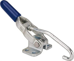 Gibraltar - 200 Lb Capacity, Horizontal, J Hook, Flanged Base, Carbon Steel Pull Action Latch Clamp - 2.35" Drawing Movement, 6.01" OAL, Straight Handle - All Tool & Supply