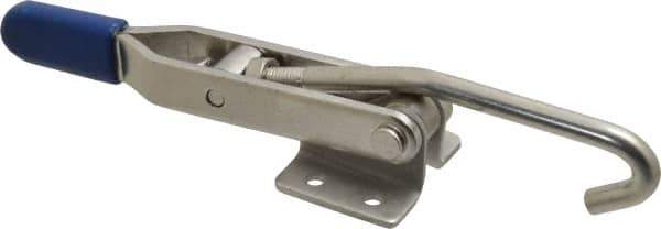 Gibraltar - 450 Lb Capacity, Horizontal, J Hook, Flanged Base, Stainless Steel Pull Action Latch Clamp - 4" Drawing Movement, 8.82" OAL, Straight Handle - All Tool & Supply